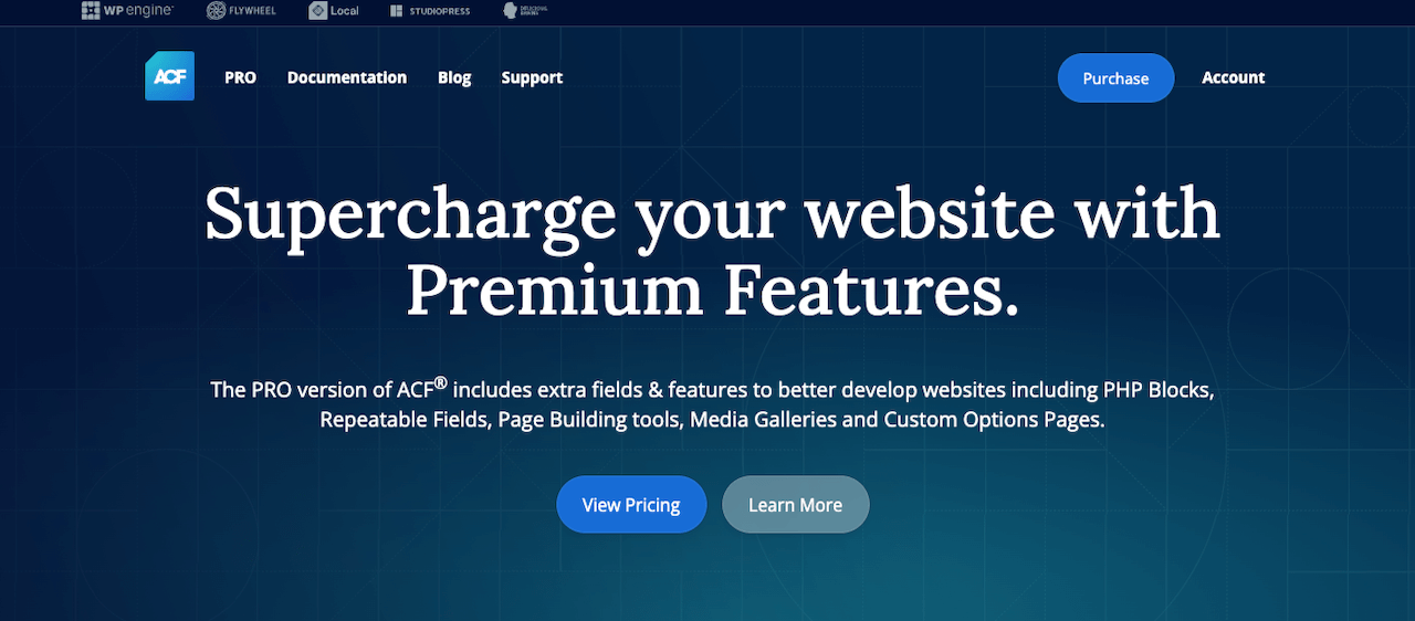 ACF PRO landing page