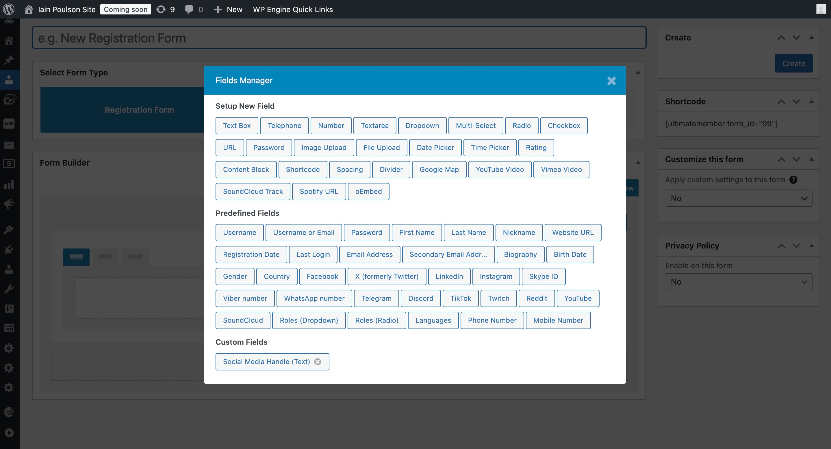 How to add a new field to the Ultimate Member form builder