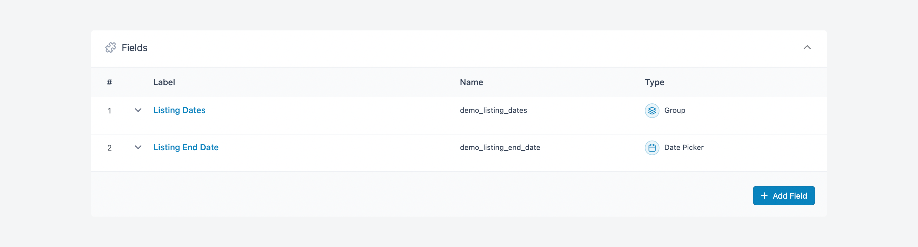 How to add new fields to a field group in ACF