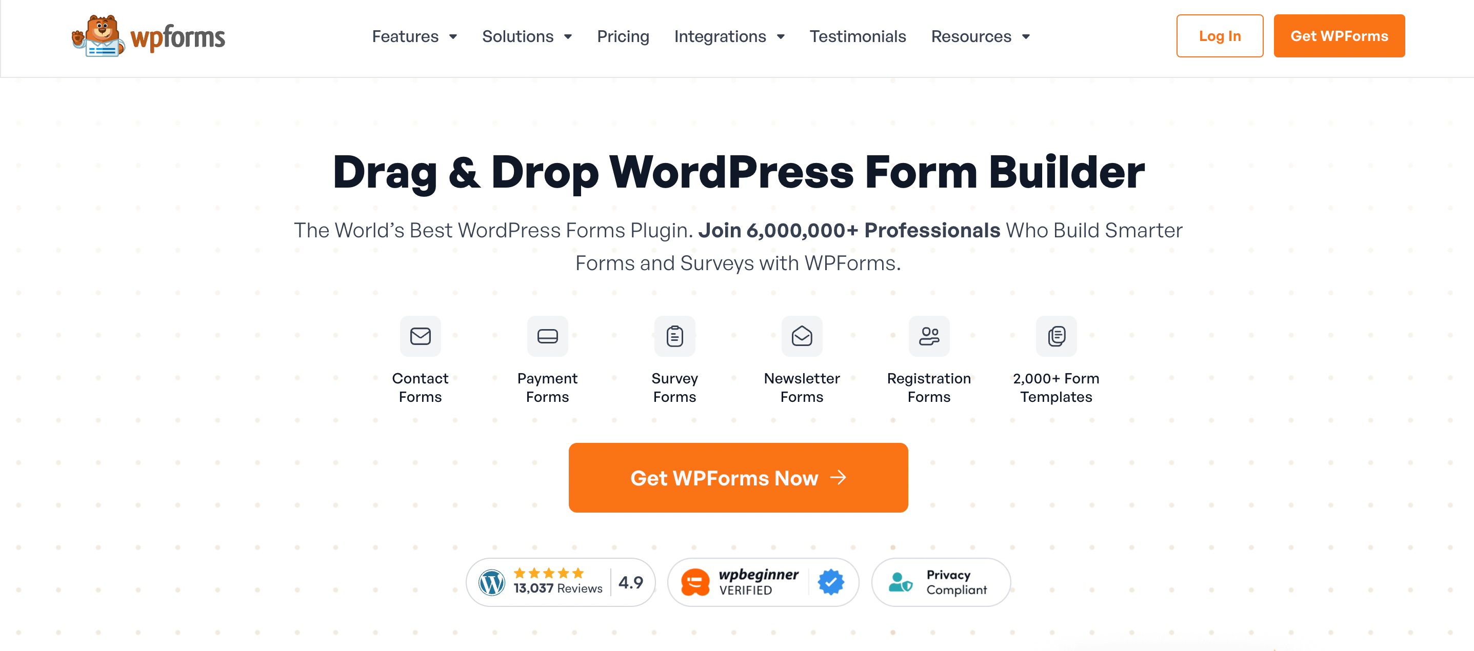 WPForms homepage